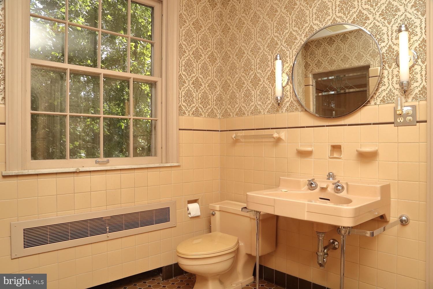 1105 Windsor Road Red Lion, PA 17356 - Photo 37 of 70 Master bath w/original velvet wallpaper