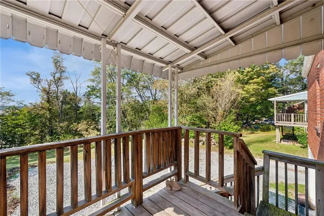 a view of a wooden deck