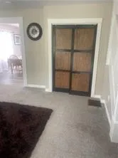 an empty room with windows