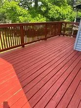 a terrace with wooden floor