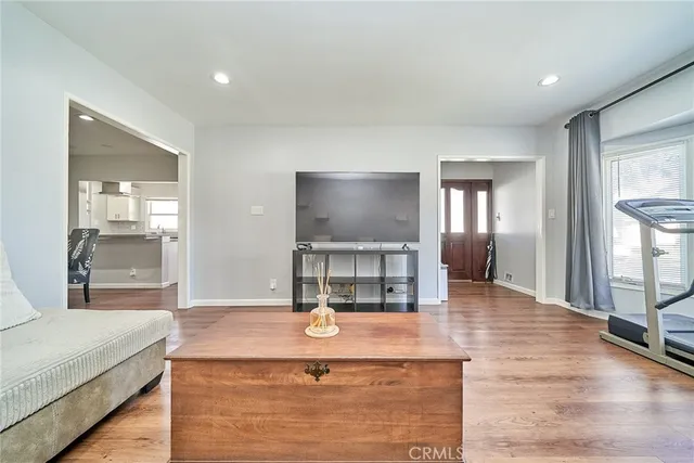 a view of a bedroom from the hallway