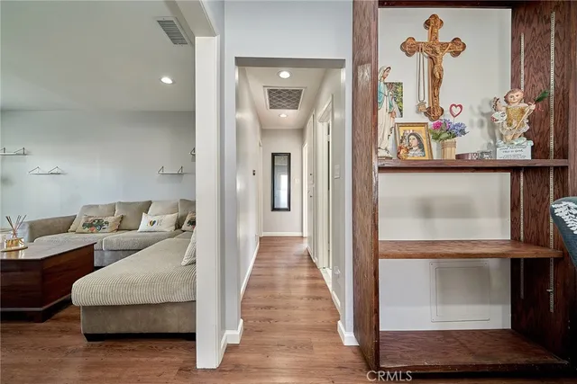 a view of a livingroom with a flat screen tv