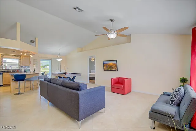 a living room with furniture