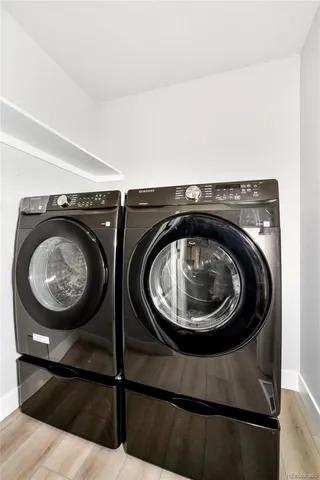 a close view of washer and dryer