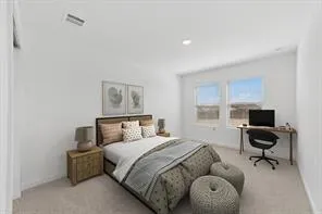 a bedroom with bed and a window