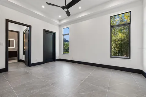 a room with furniture and a shower