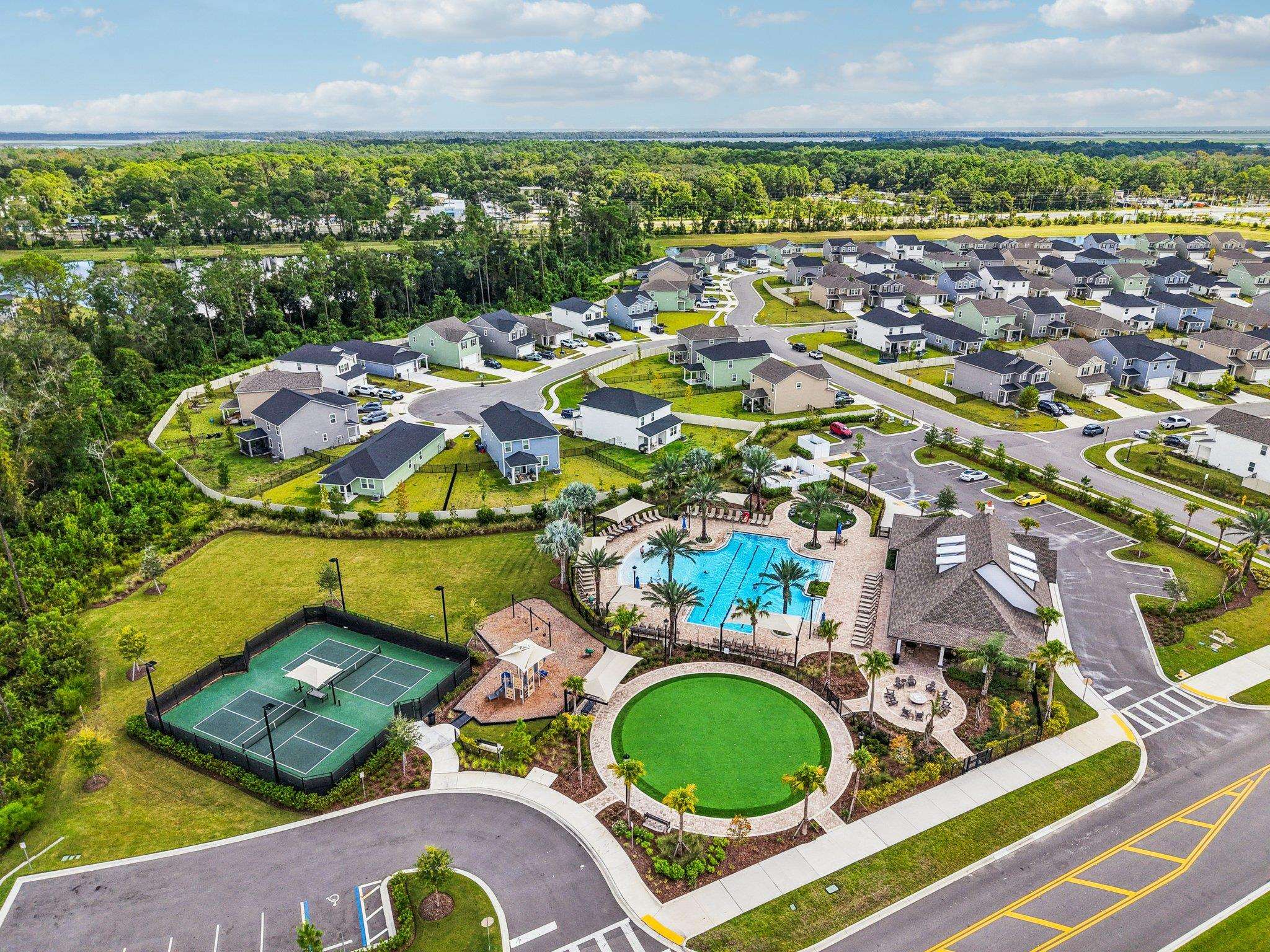 75 Pinzon Place St. Augustine, FL 32095 - Photo 46 of 51 an aerial view of a house with a swimming pool yard and outdoor seating