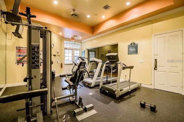 a view of a room with gym equipment