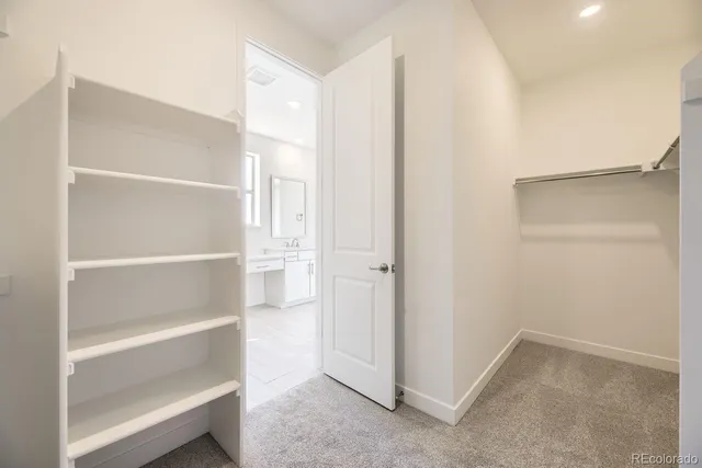 a view of an empty walk in closet