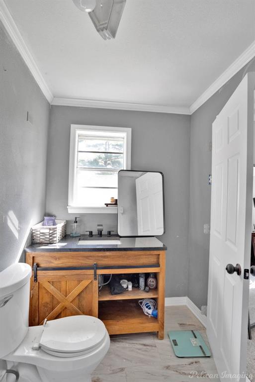 1100 Chipper Lane Keithville, LA 71047 - Photo 17 of 28 a bathroom with a sink a toilet and a mirror