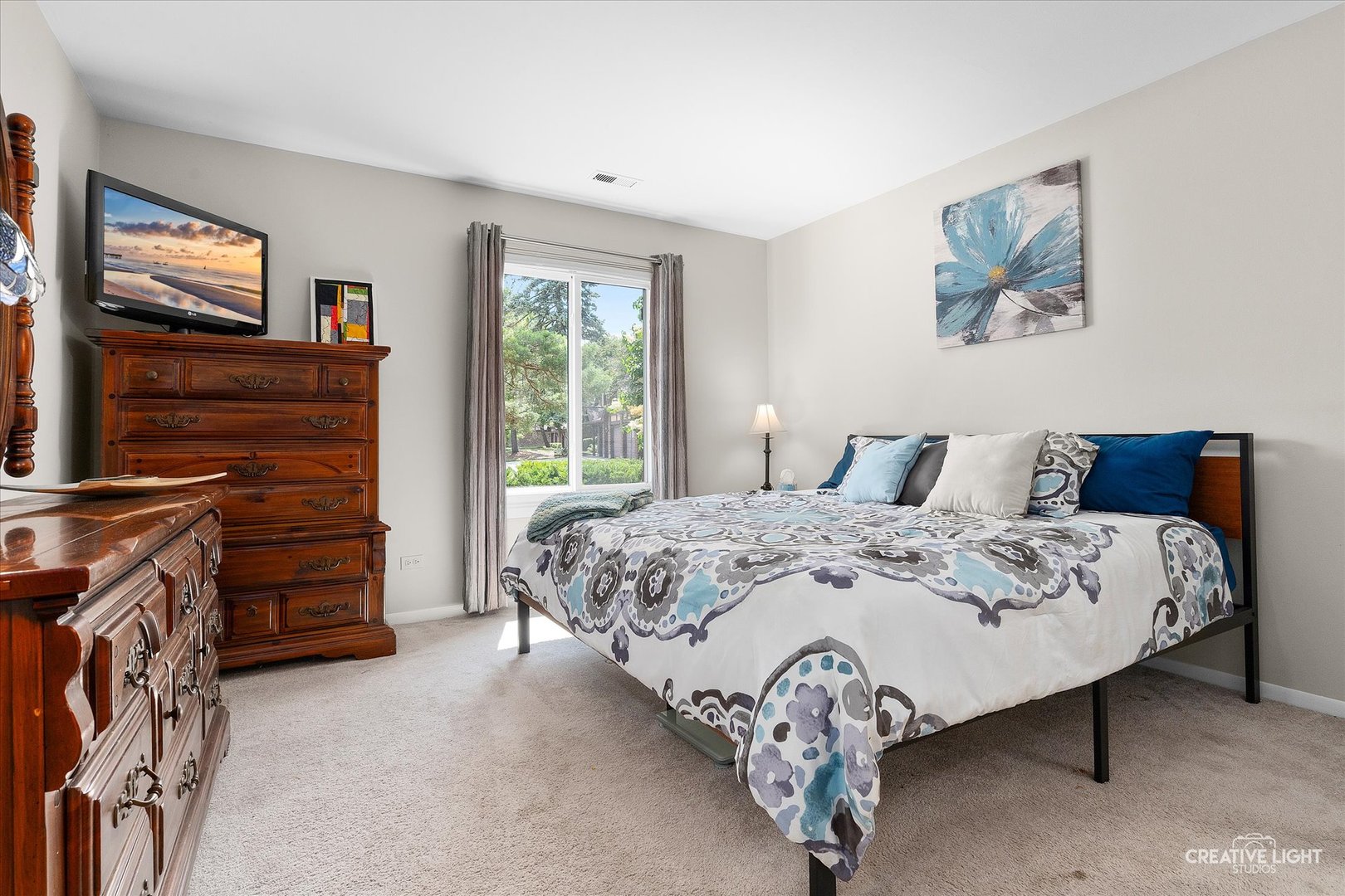 1703 Lakecliffe Drive, Unit D Wheaton, IL 60189 - Photo 10 of 20 a bedroom with a bed and a television