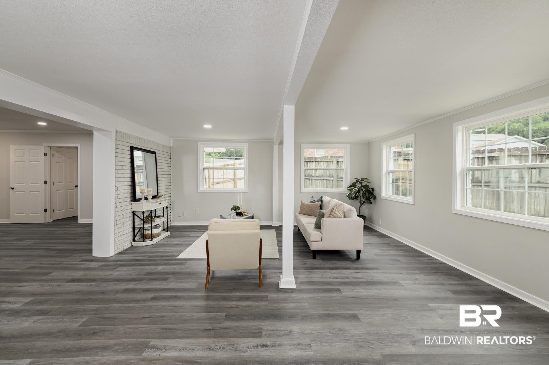 5922 Sunnyside Drive Mobile, AL 36619 - Photo 17 of 51 Sitting room featuring baseboards, dark wood finished floors, plenty of natural light, and recessed lighting