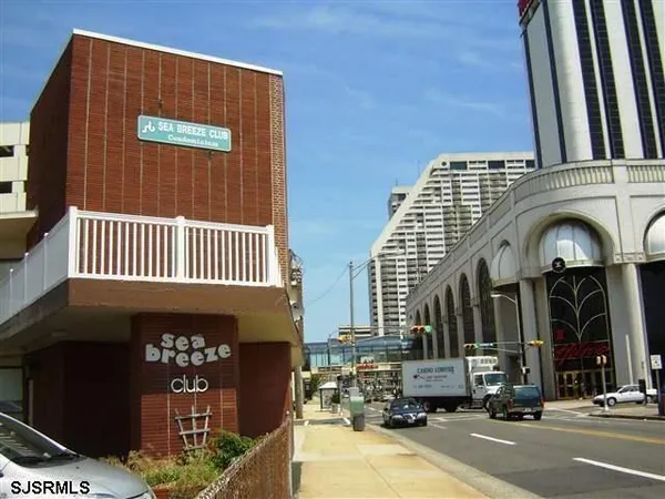 a view of a building with street view