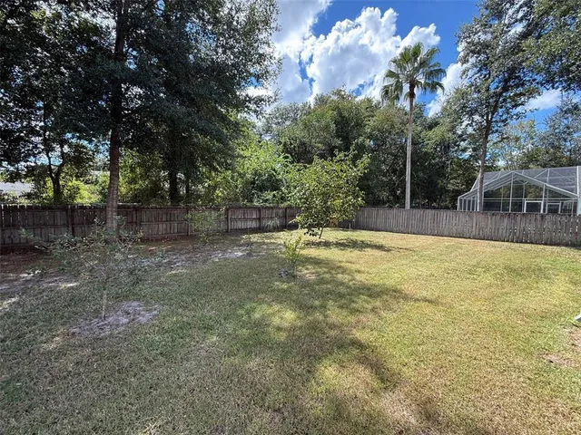 a view of a yard with trees