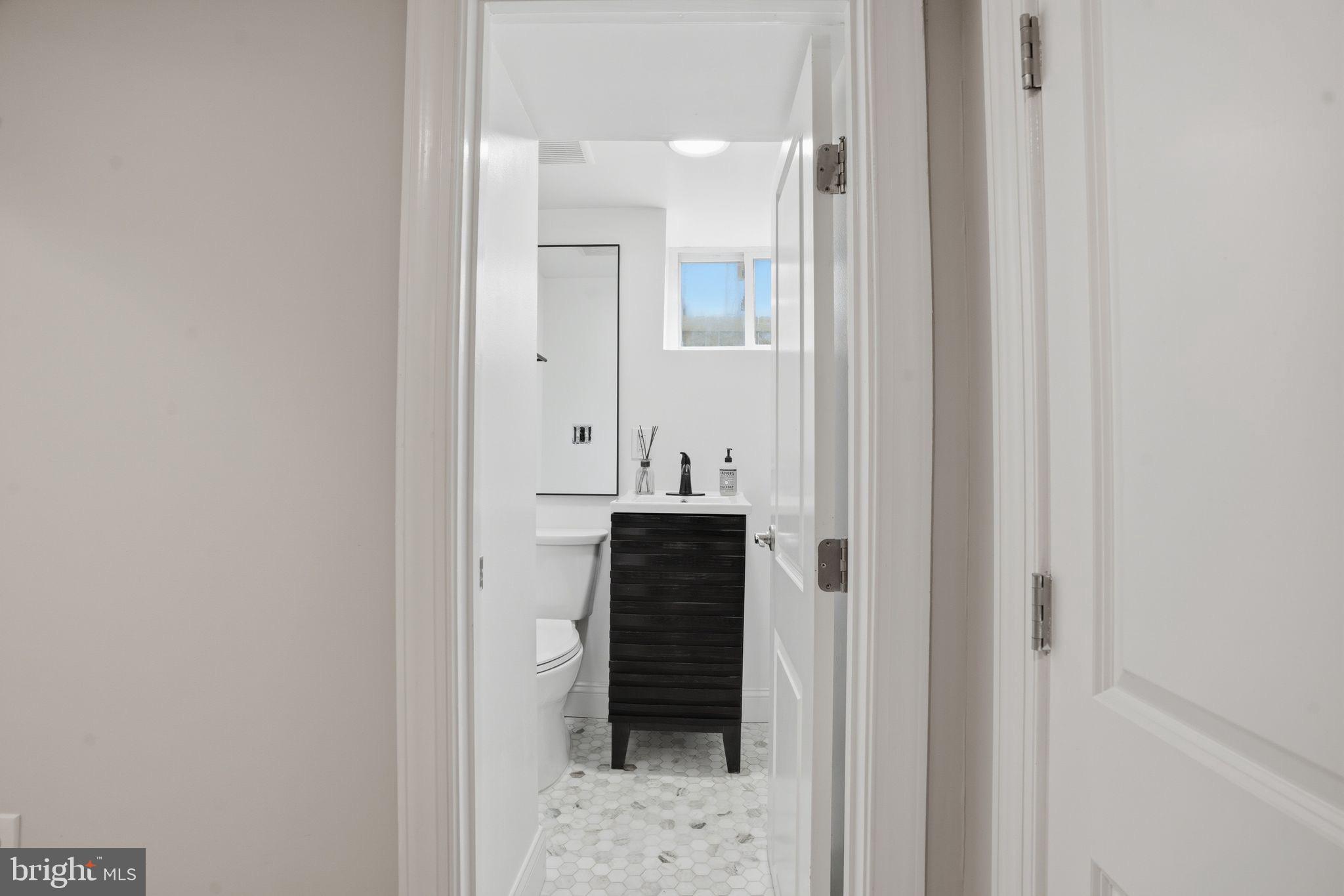 1208 Shepherd Street Northwest Washington, DC 20011 - Photo 15 of 27 a bathroom with a sink and mirror