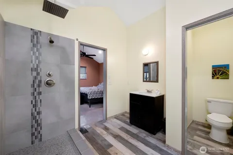 a bathroom with a sink and mirror