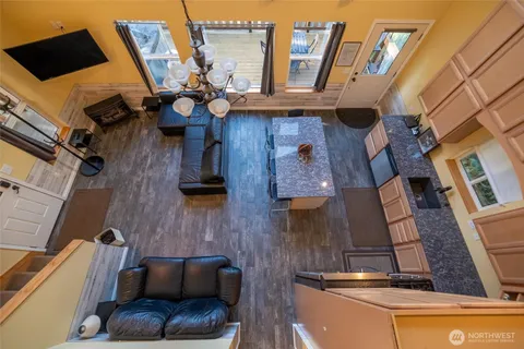 a view of balcony with furniture