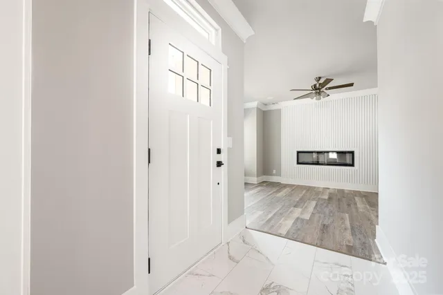 a view of a bathroom with a tub shower