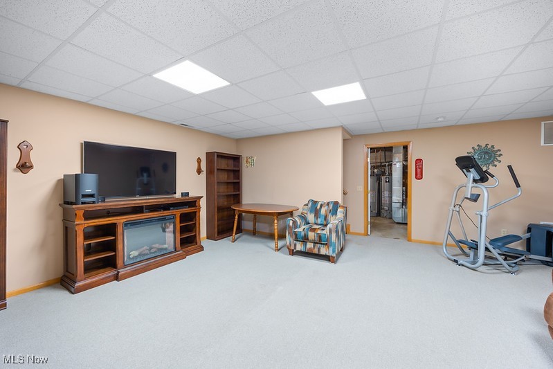 1035 Parsons Road Grafton, OH 44044 - Photo 18 of 25 Workout room featuring carpet flooring and a drop ceiling
