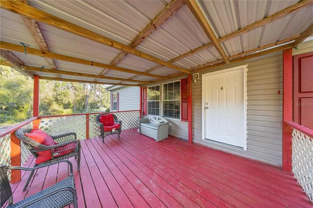 a view of porch with seating space