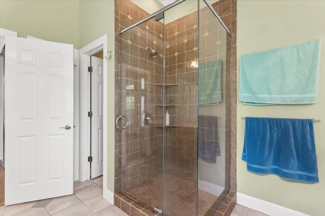 a bathroom with a shower