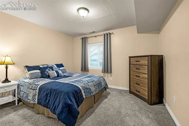 a bedroom with a bed and a closet