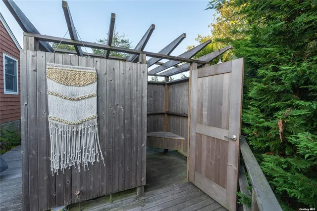 a view of a wooden door