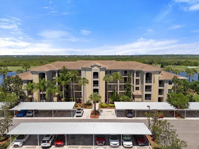 a view of a building from a balcony