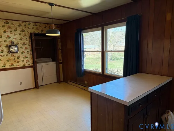 an empty room with windows
