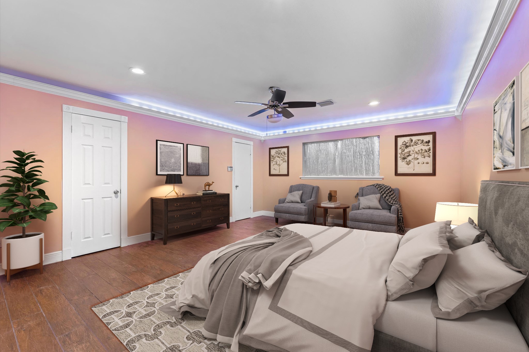 8710 Congo Lane Houston, TX 77040 - Photo 17 of 50 a bedroom with a large bed and a chandelier