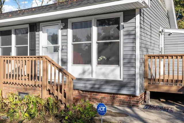 a view of a building with a window