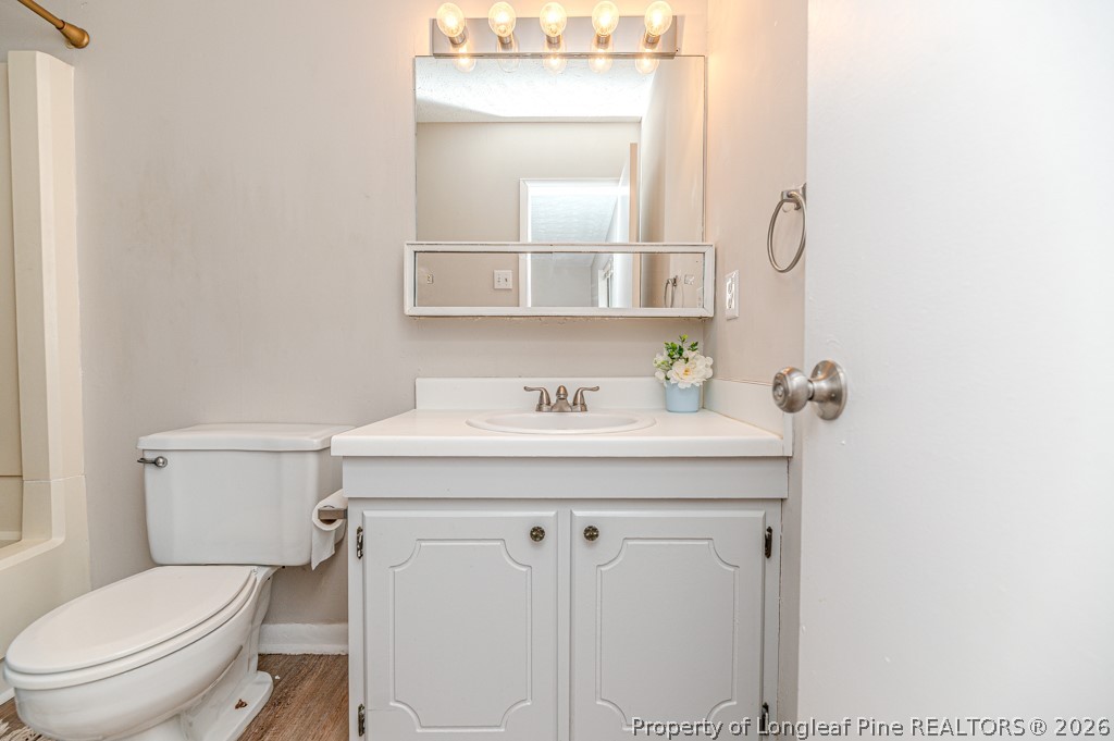 6553 Grist Mill Road Fayetteville, NC 28314 - Photo 26 of 31 a bathroom with a sink a toilet and mirror