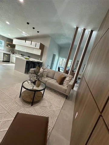 a living room with furniture