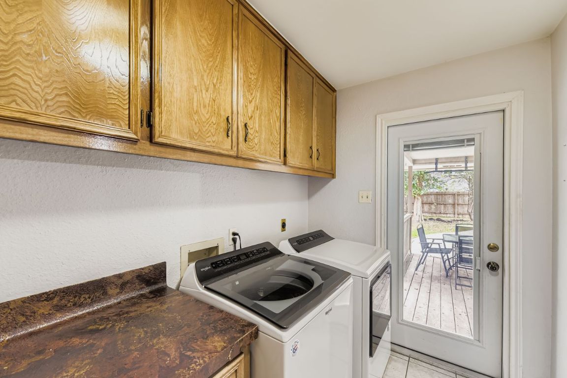 10705 Pinehurst Drive Austin, TX 78747 - Photo 22 of 30 Separate laundry room with storage cabinets and a folding area.