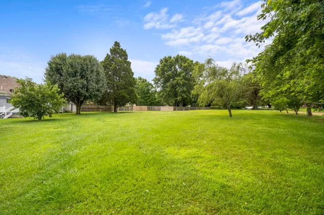 a backyard of a house with lots of green space