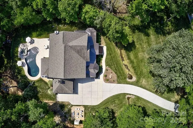 an aerial view of a house