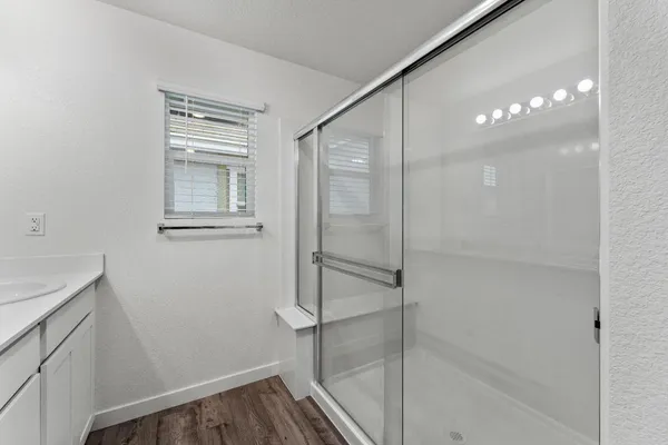 a bathroom with a shower