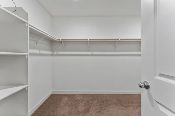 a view of an empty walk in closet