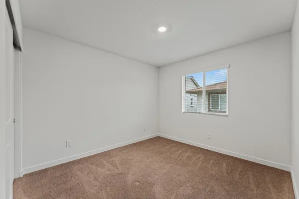 an empty room with a workbench