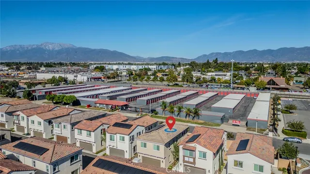 a view of a garden with a slide