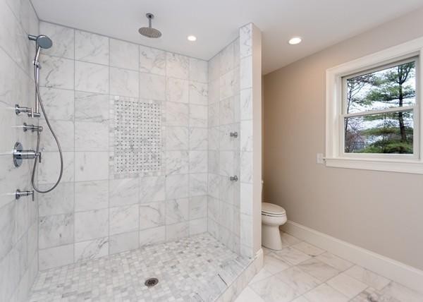 35 Sachem Road Needham, MA 02494 - Photo 21 of 21 a bathroom with a granite countertop shower a toilet and a shower