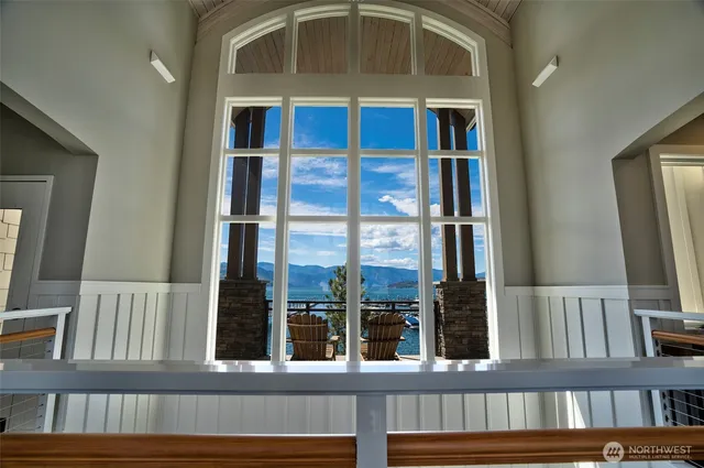 a view of a terrace with a garden