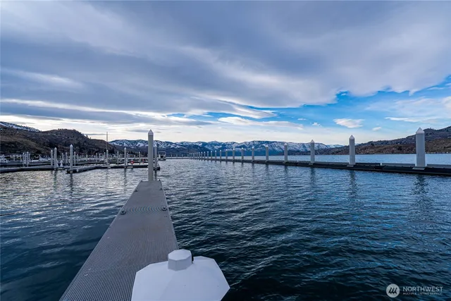 a view of a lake with a mountain