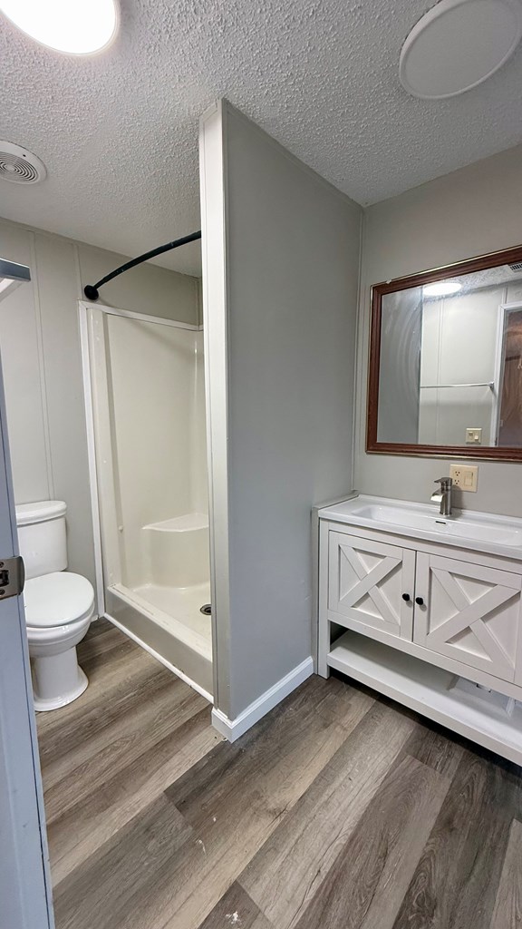 301 Satellite Circle Fortson, GA 31808 - Photo 17 of 24 a bathroom with a sink a toilet and shower