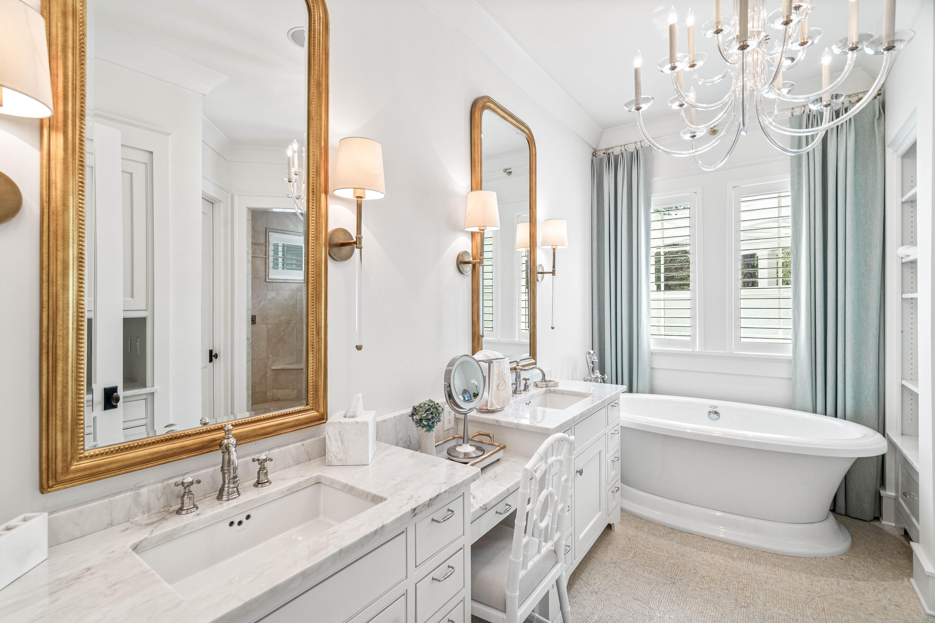 8 Shingle Lane Watersound, FL 32461 - Photo 21 of 73 a spacious bathroom with a double vanity sink mirror double and bathtub