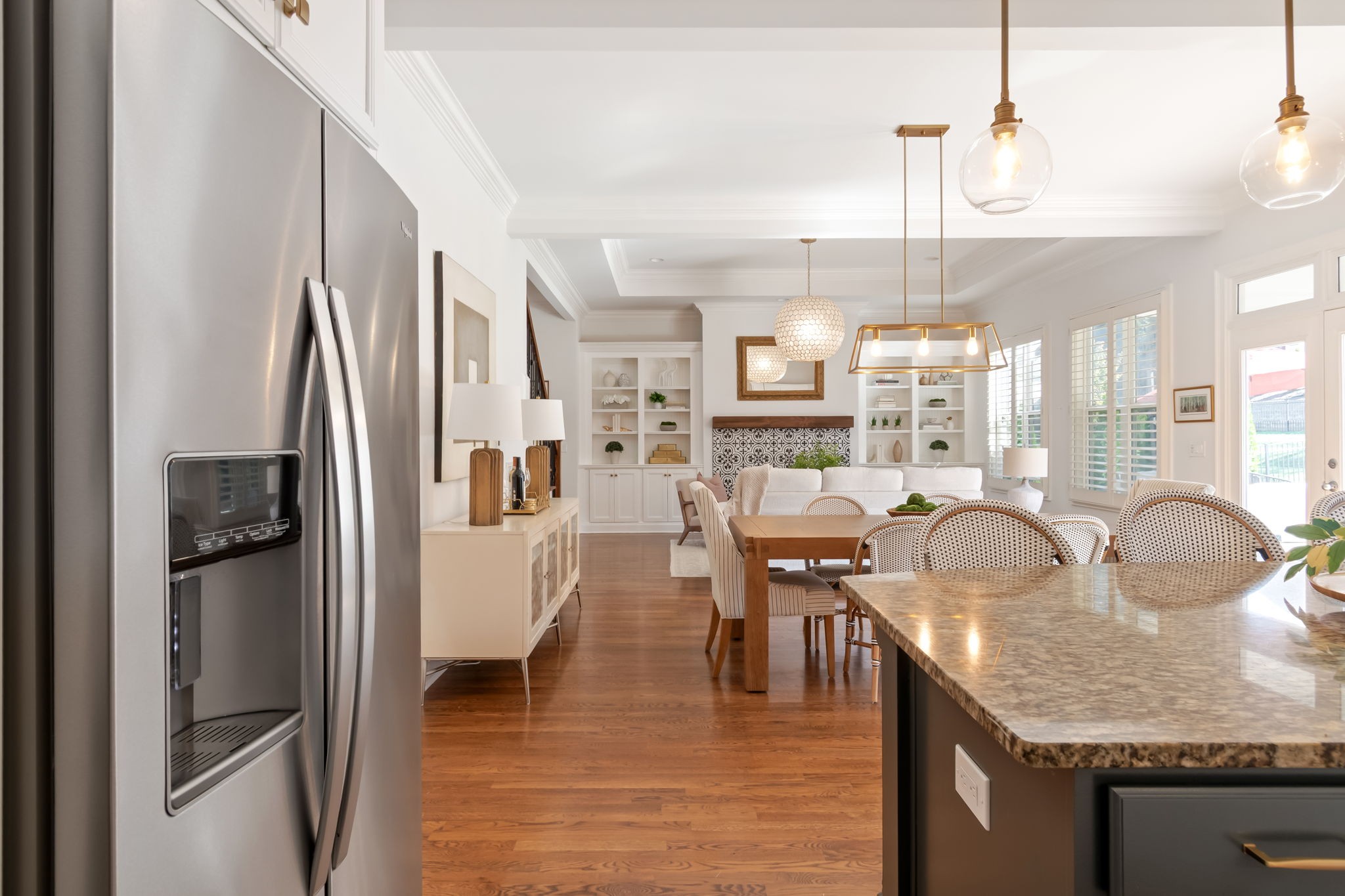 463 Avon River Road Franklin, TN 37064 - Photo 38 of 91 a kitchen with stainless steel appliances granite countertop a refrigerator a oven a sink counter space and chairs