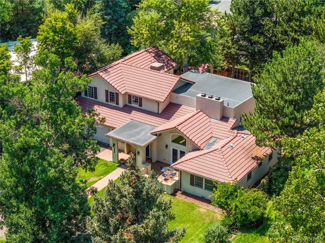 an aerial view of a house