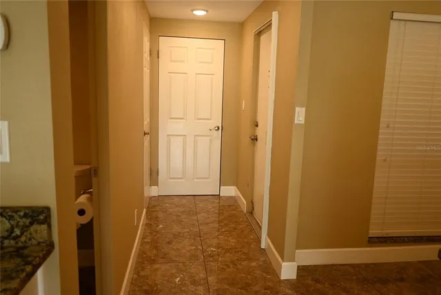 a view of a bathroom with a door