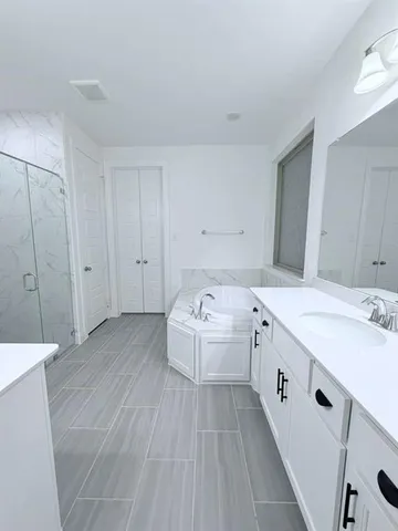 a large white room with a large window