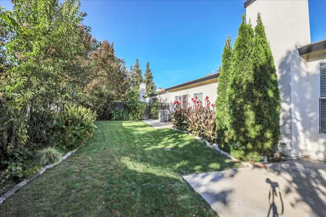 a backyard of a building